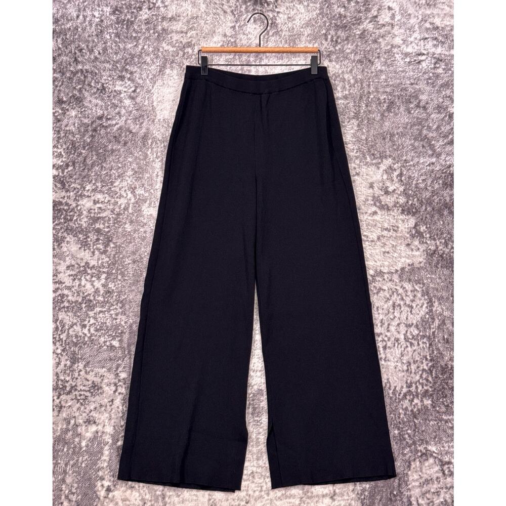 Legoe Heritage Celeste Wide Leg Pants 3 / XL Womens Black Ribbed Split Hem